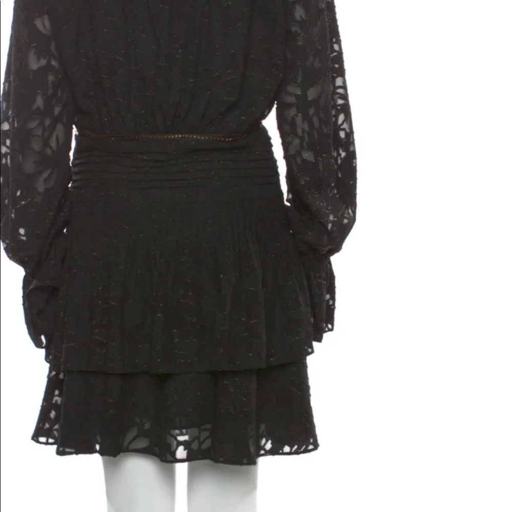 Ramy Brook Aline dress lace pattern and with beaded accents. Concealed zipper